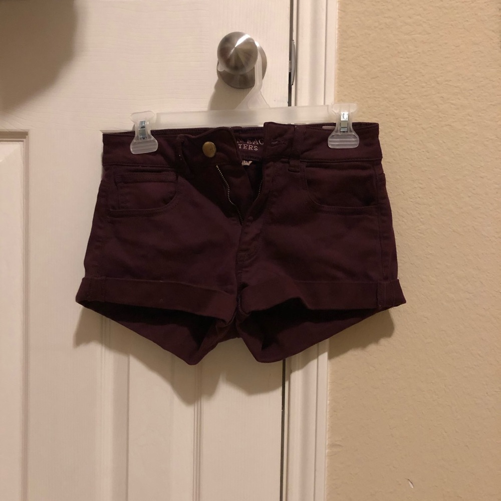 Maroon jean shorts